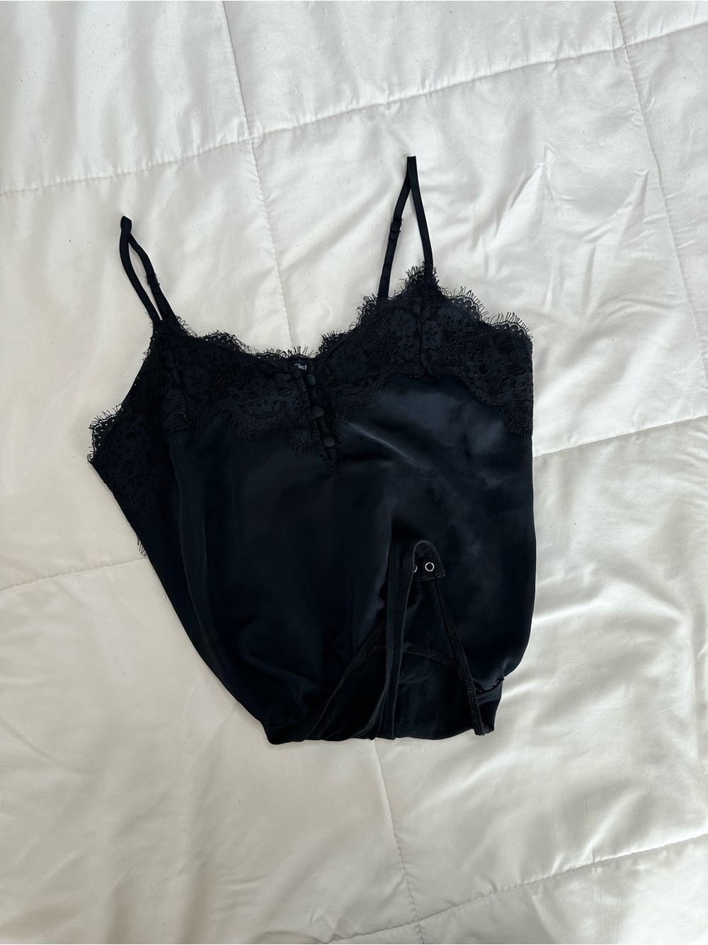 Abercrombie & Fitch Black Lace Satin Cami Bodysuit